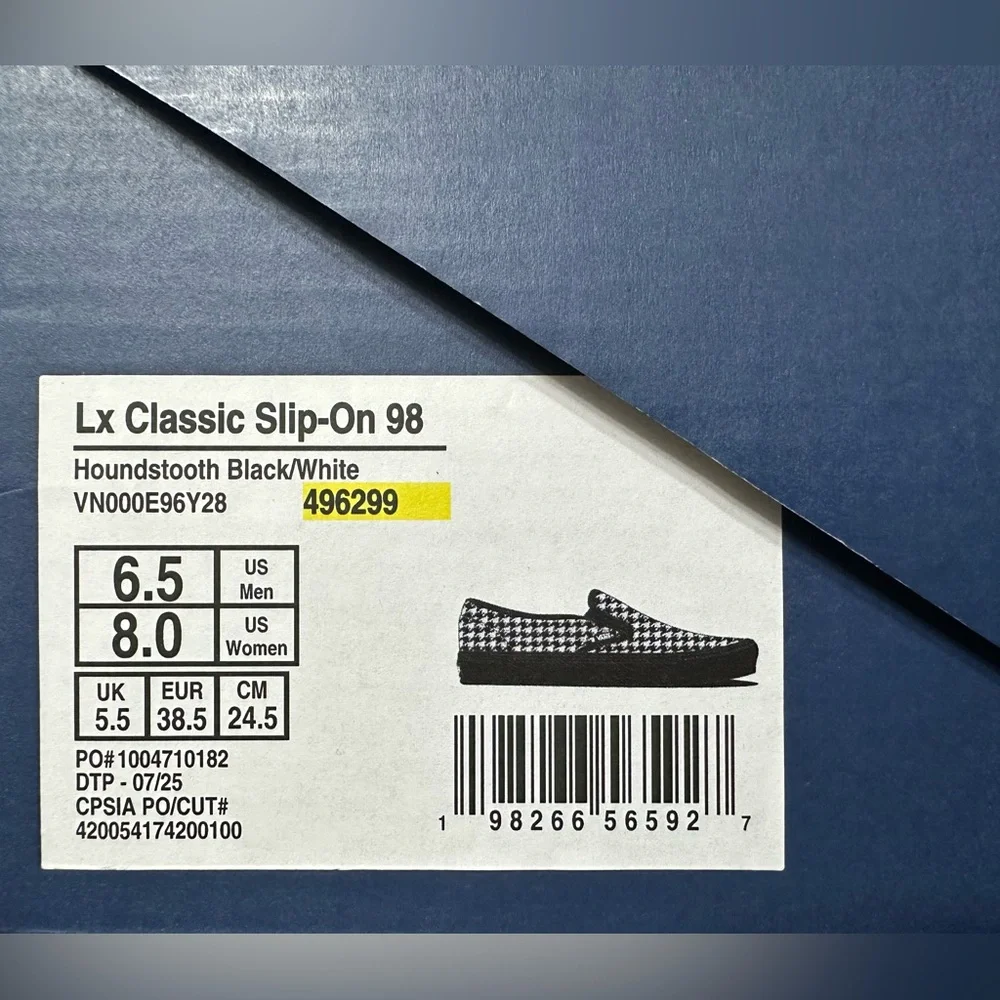 Vans Houndstooth Black and White Slip-On Shoes US W8, US M6.5 - Picture 6 of 6